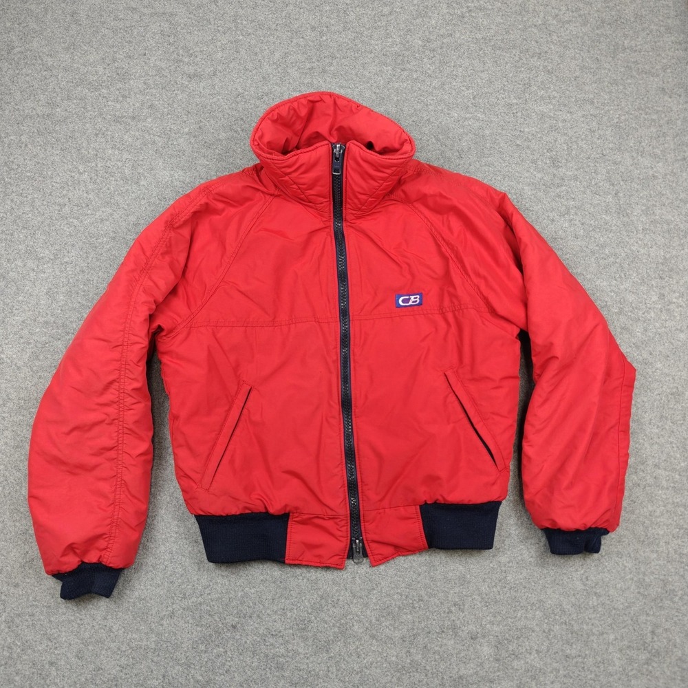 Vintage CB Sports Jacket Mens‎ Small Red Nylon Bomber Insulated Made USA 80s